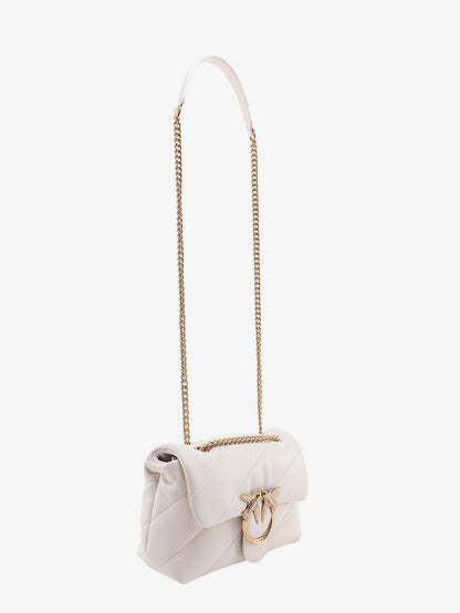 Pinko Matelass�� Leather Shoulder Bag With Iconic Love Birds Buckle