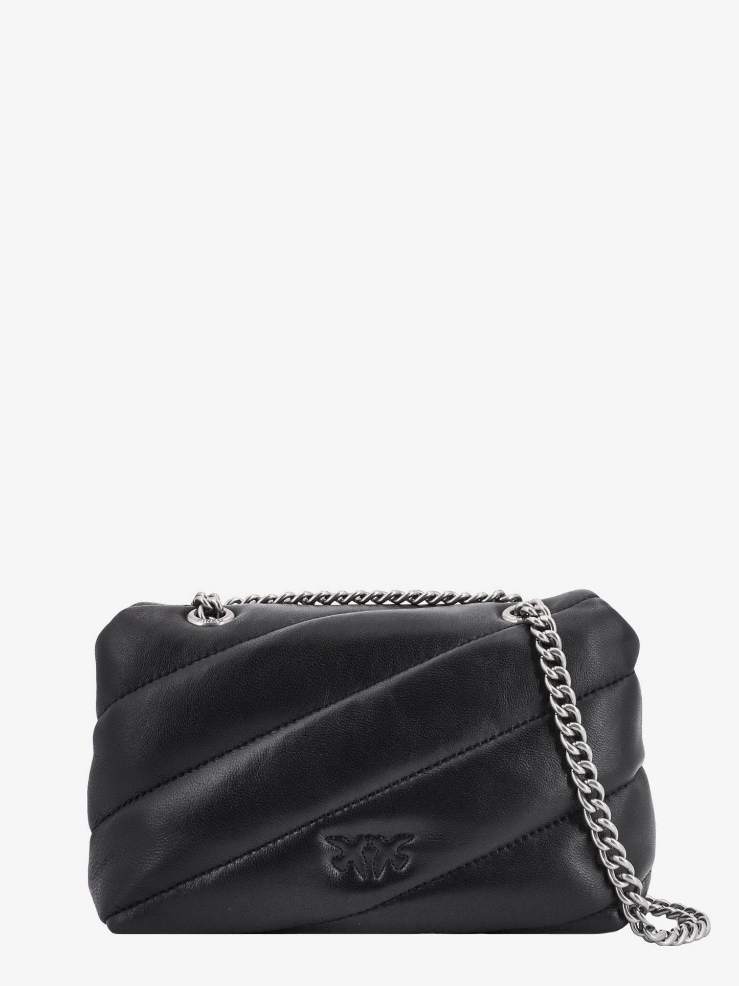 Pinko Matelass�� Leather Shoulder Bag With Iconic Love Birds Buckle