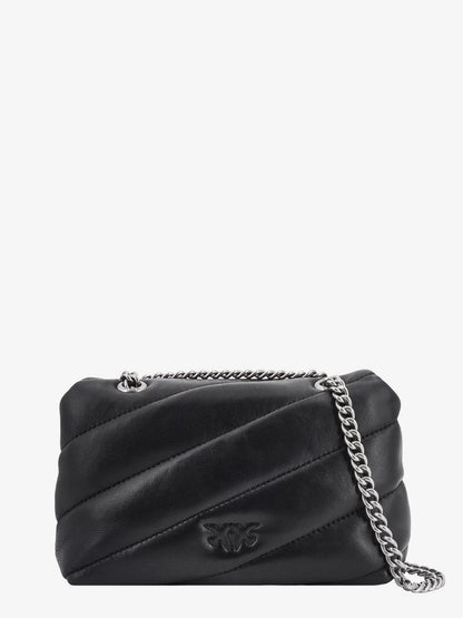 Pinko Matelass�� Leather Shoulder Bag With Iconic Love Birds Buckle