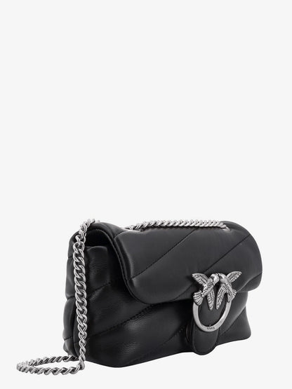 Pinko Matelass�� Leather Shoulder Bag With Iconic Love Birds Buckle