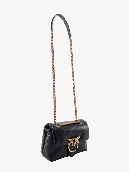 Pinko Matelass�� Leather Shoulder Bag With Iconic Love Birds Buckle