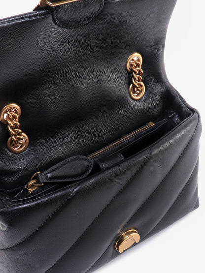 Pinko Matelass�� Leather Shoulder Bag With Iconic Love Birds Buckle