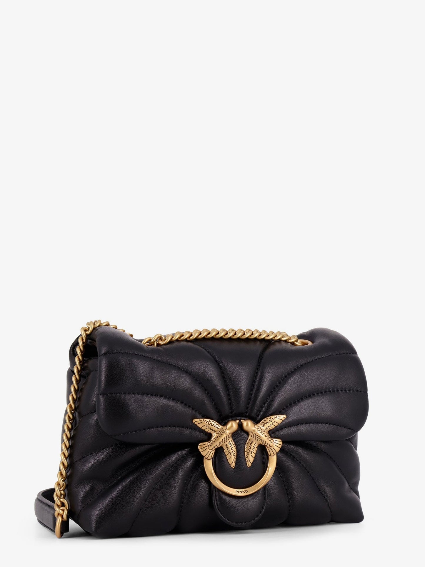 Pinko Matelass�� Leather Shoulder Bag With Love Birds Buckle