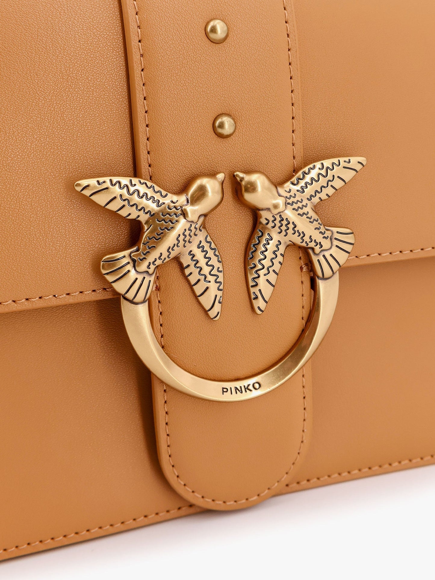 Pinko Leather Shoulder Bag With Love Birds Buckle