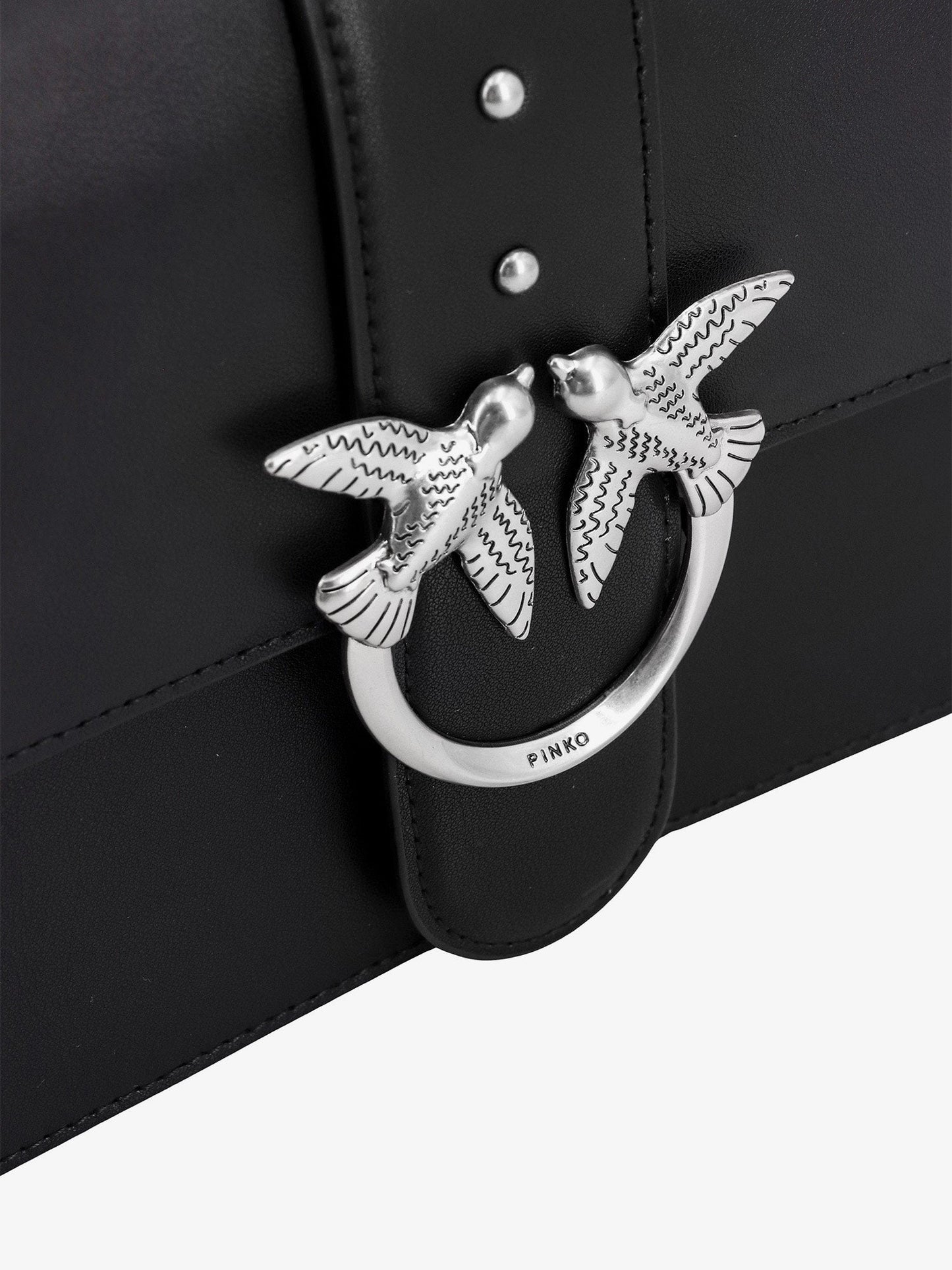 Pinko Leather Shoulder Bag With Love Birds Buckle