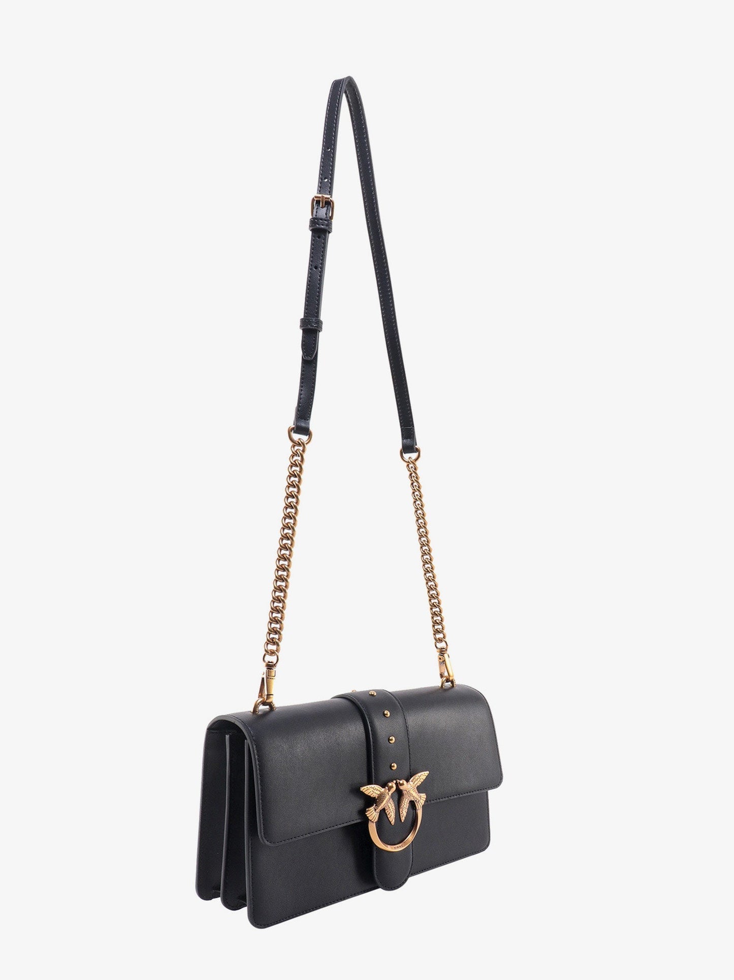 Pinko Leather Shoulder Bag With Love Birds Buckle