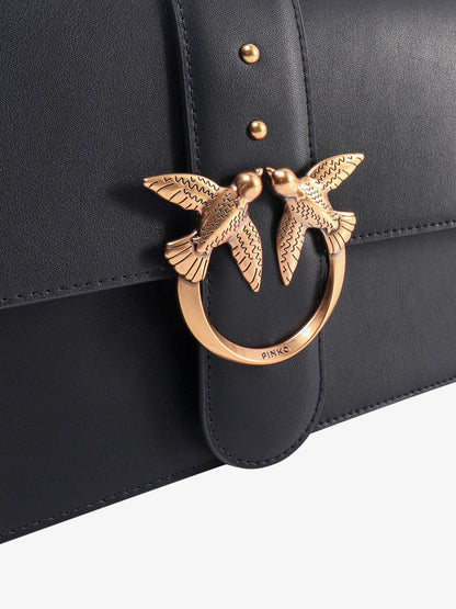 Pinko Leather Shoulder Bag With Love Birds Buckle