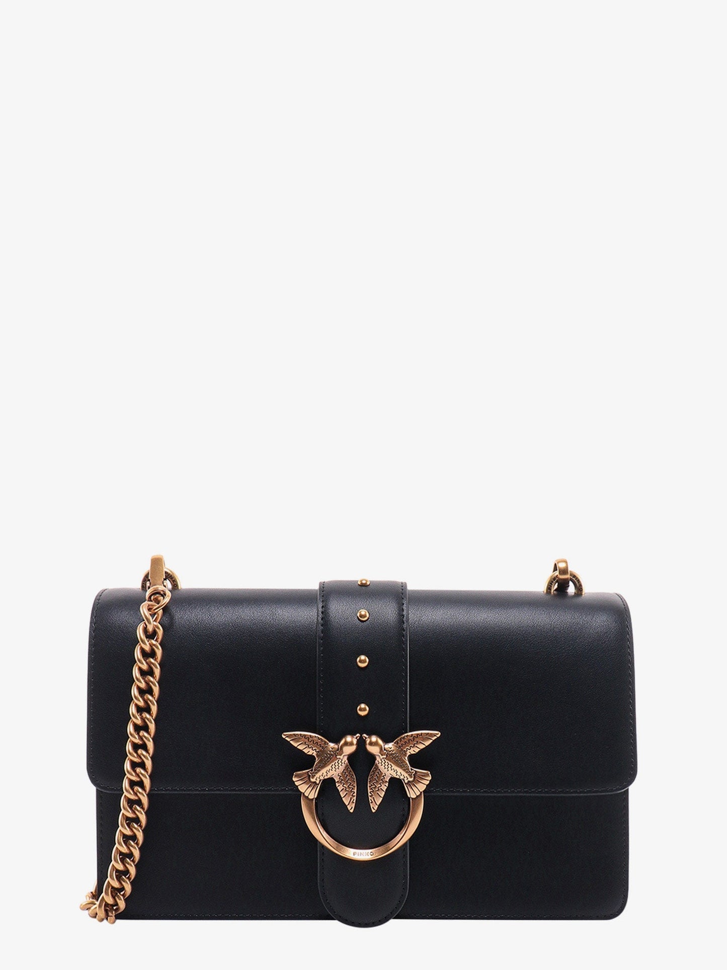 Pinko Leather Shoulder Bag With Love Birds Buckle