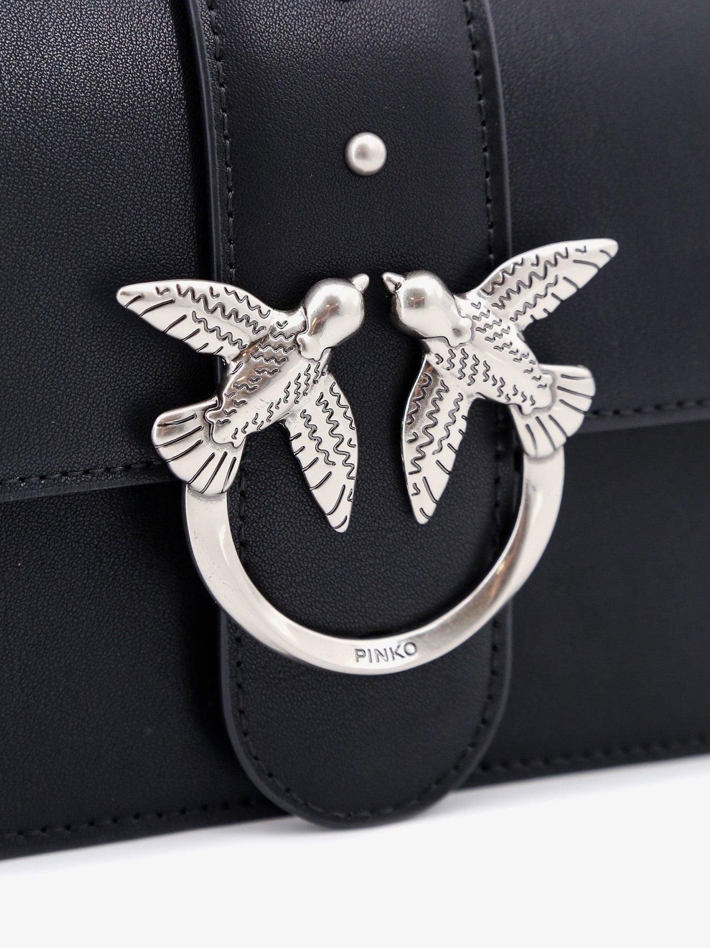 Pinko Leather Shoulder Bag With Iconic Love Birds Buckle