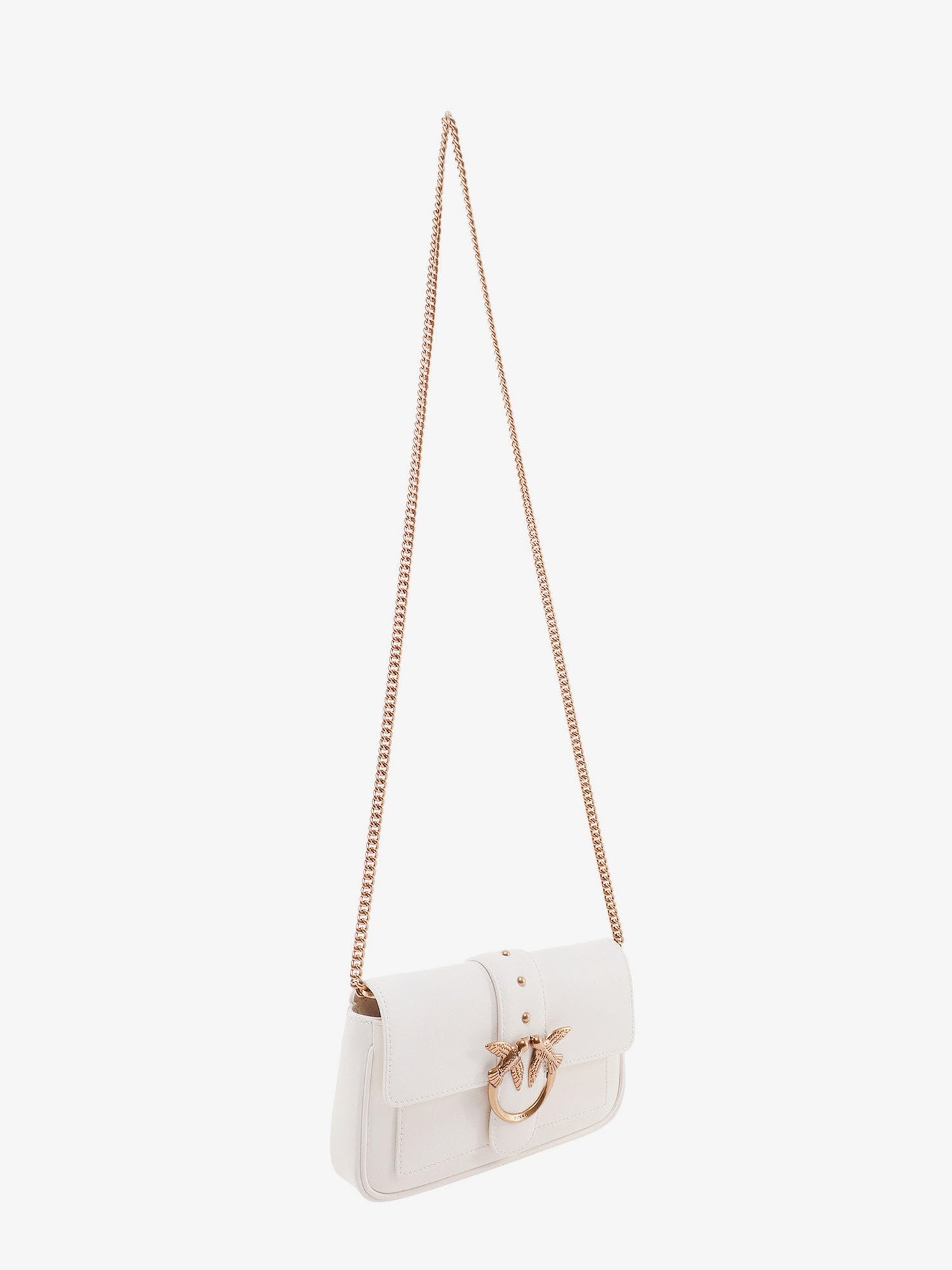 Pinko Love One Pocket Leather Shoulder Bag With Love Birds Buckle