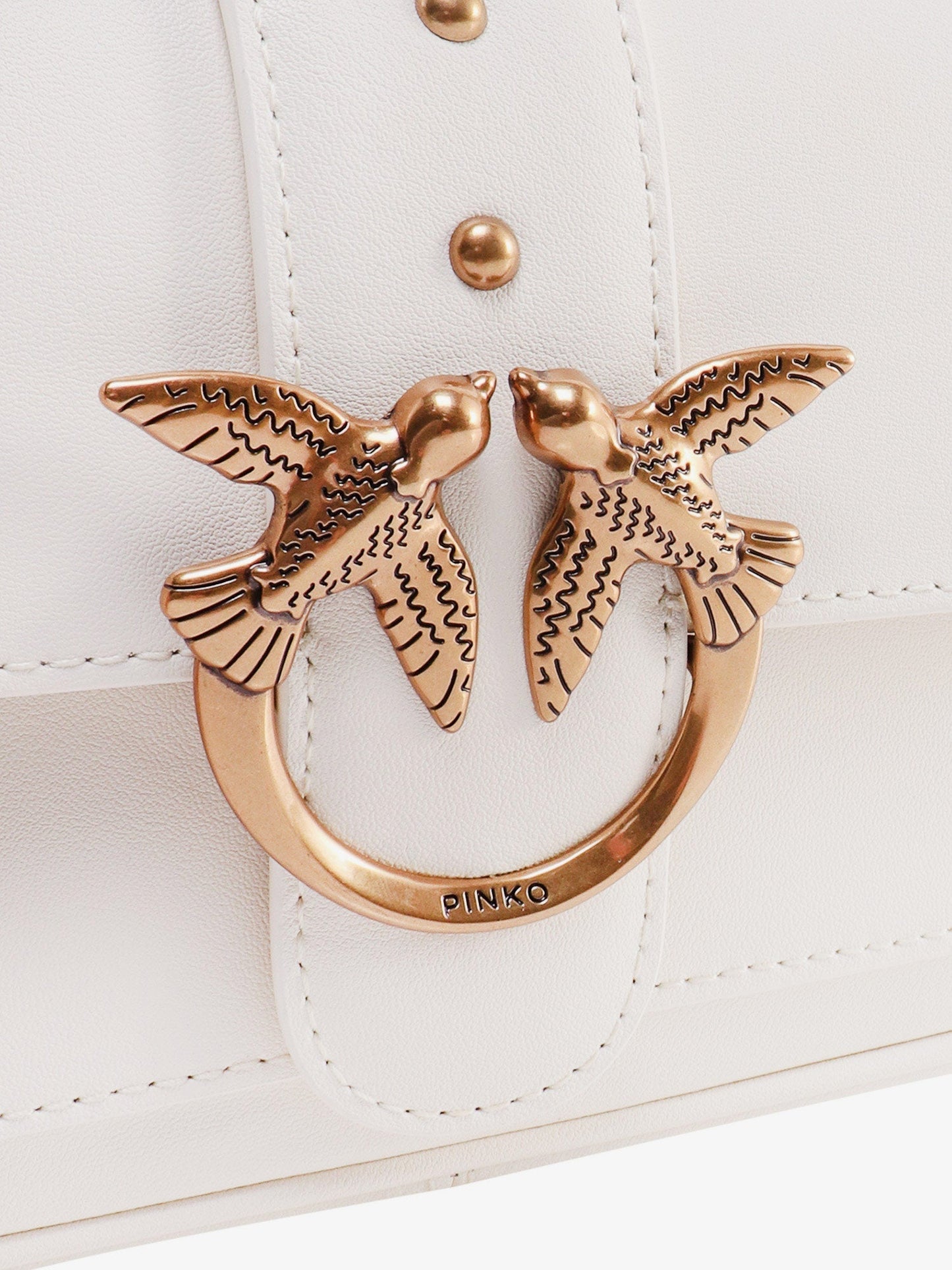 Pinko Love One Pocket Leather Shoulder Bag With Love Birds Buckle