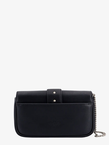 Pinko Love One Pocket Leather Shoulder Bag With Love Birds Buckle