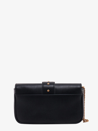 Pinko Love One Pocket Leather Shoulder Bag With Love Birds Buckle