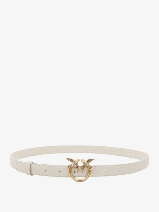 Pinko Love Berry Leather Belt With Love Birds Buckle