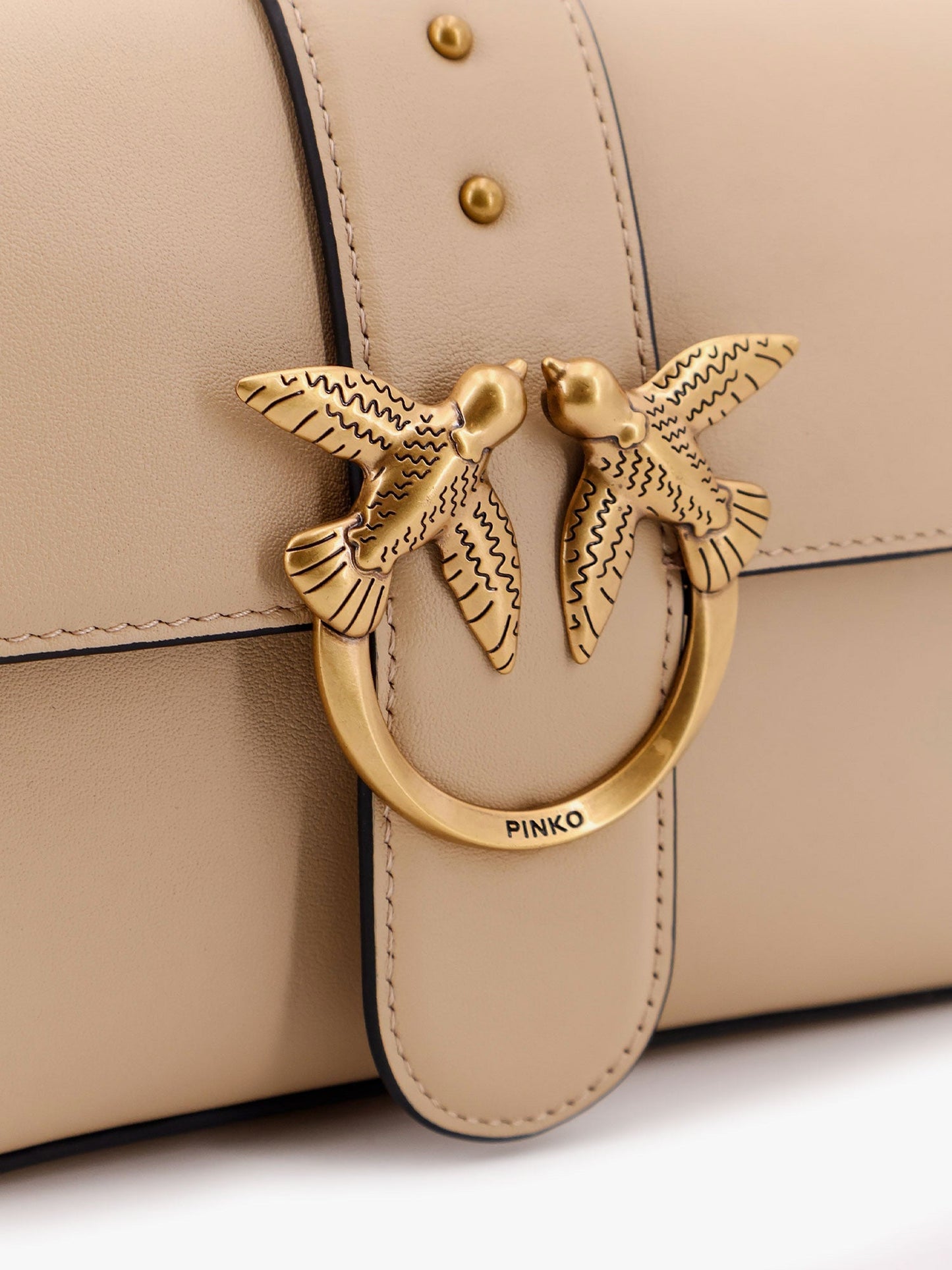 Pinko Love One Classic Leather Shoulder Bag