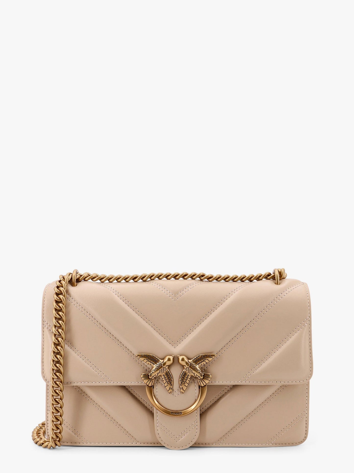 Pinko Love One Classic Matelass�� Leather Shoulder Bag With Love Birds Buckle