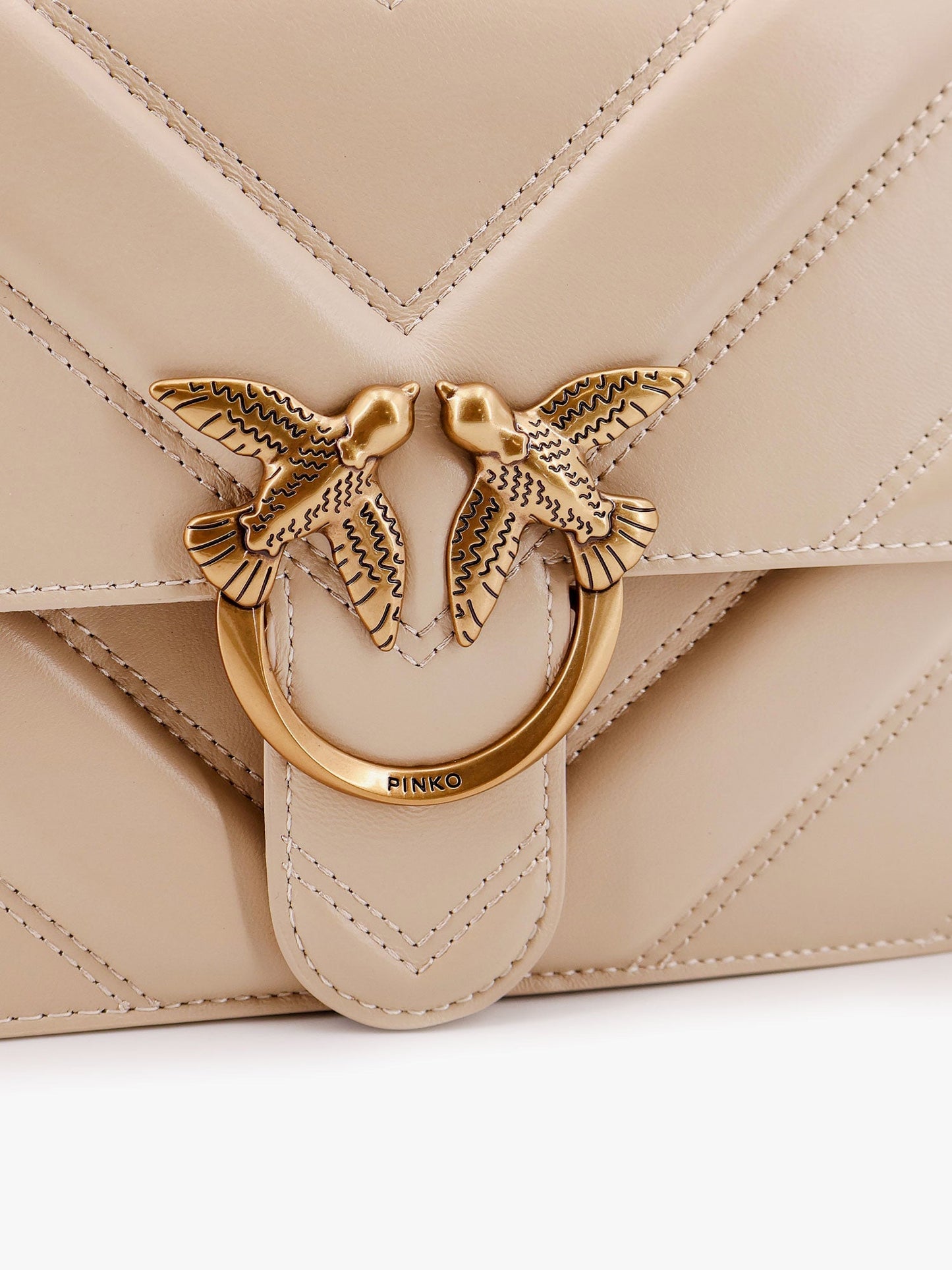 Pinko Love One Classic Matelass�� Leather Shoulder Bag With Love Birds Buckle