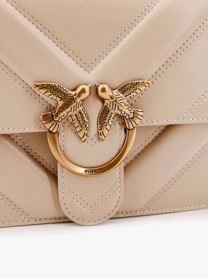Pinko Love One Classic Matelass�� Leather Shoulder Bag With Love Birds Buckle