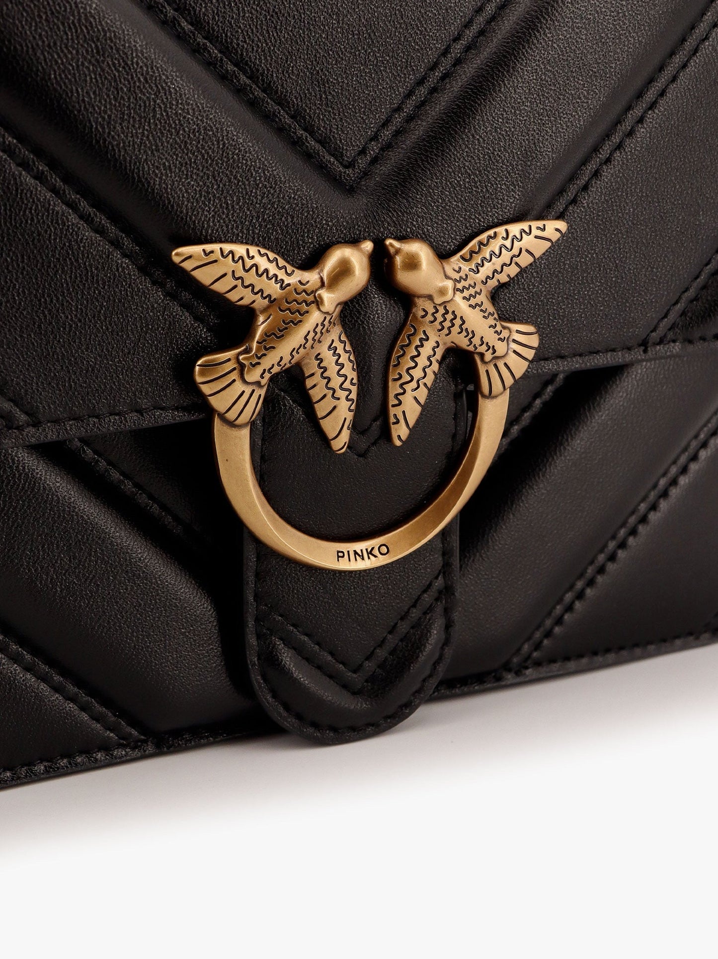 Pinko Love One Classic Matelass�� Leather Shoulder Bag With Love Birds Buckle