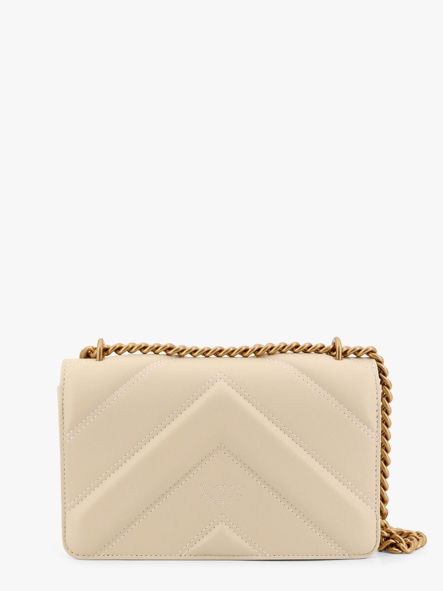 Pinko Matelass�� Leather Shoulder Bag With Love Birds Buckle