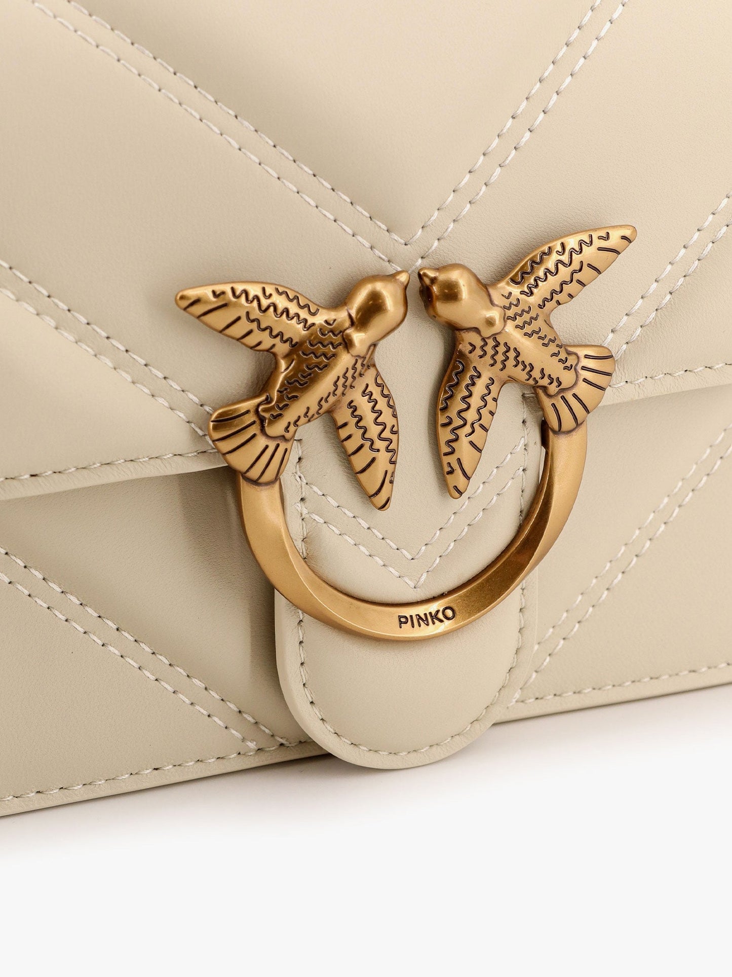 Pinko Matelass�� Leather Shoulder Bag With Love Birds Buckle