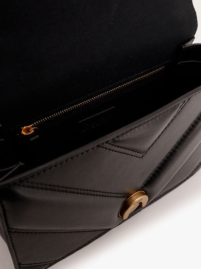 Pinko Matelass�� Leather Shoulder Bag With Love Birds Buckle