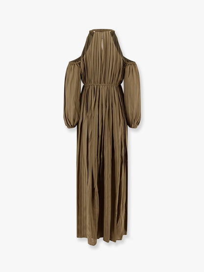 Pinko Allenatore Georgette Long Dress With Striped Motif