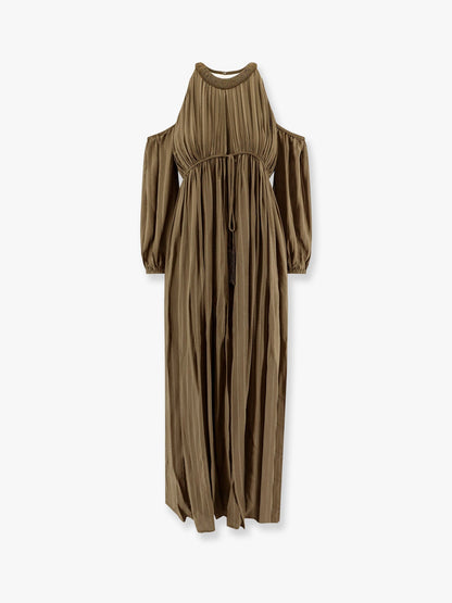 Pinko Allenatore Georgette Long Dress With Striped Motif