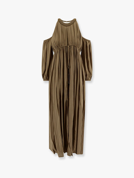 Pinko Allenatore Georgette Long Dress With Striped Motif