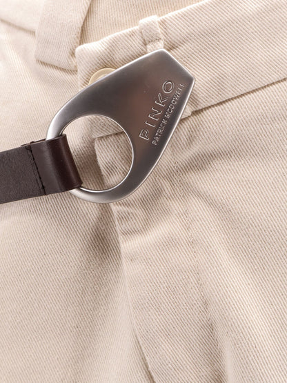 Pinko Reimagine By Pinko X Patrick Mc Dowell Cotton Trousers With Crossover And Belt