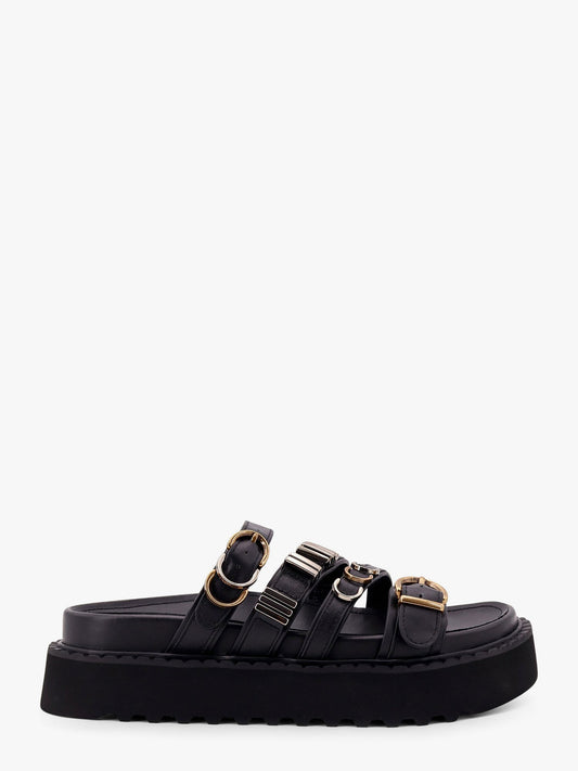 Pinko Leather Sandals With Metal Details