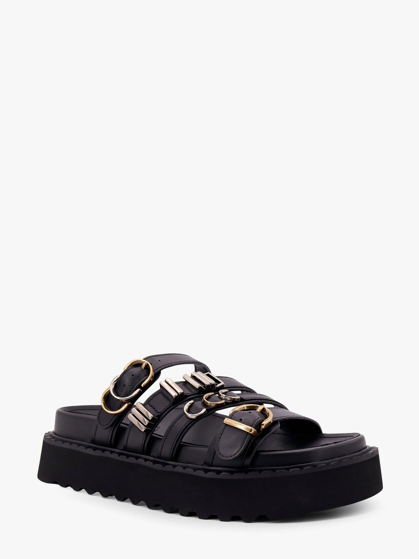 Pinko Leather Sandals With Metal Details