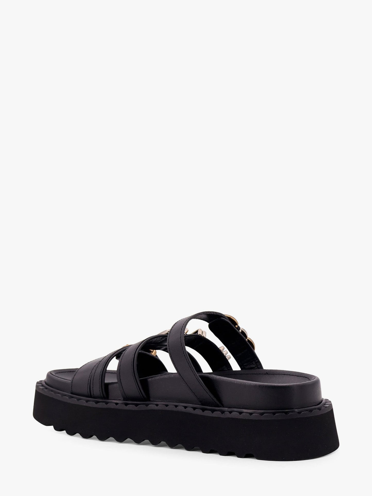 Pinko Leather Sandals With Metal Details