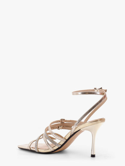 Pinko Lisa Leather Sandals With Rhinestone Strap Detail