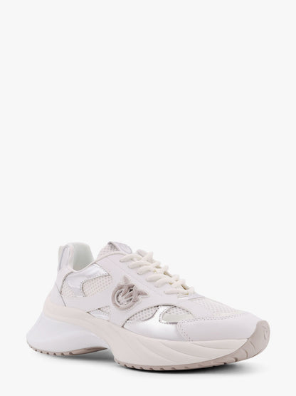 Pinko Ariel Leather Mesh And Leather Sneakers With Love Birds Detail