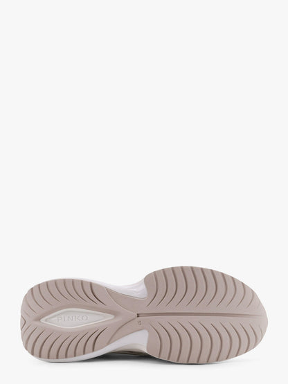 Pinko Ariel Leather Mesh And Leather Sneakers With Love Birds Detail
