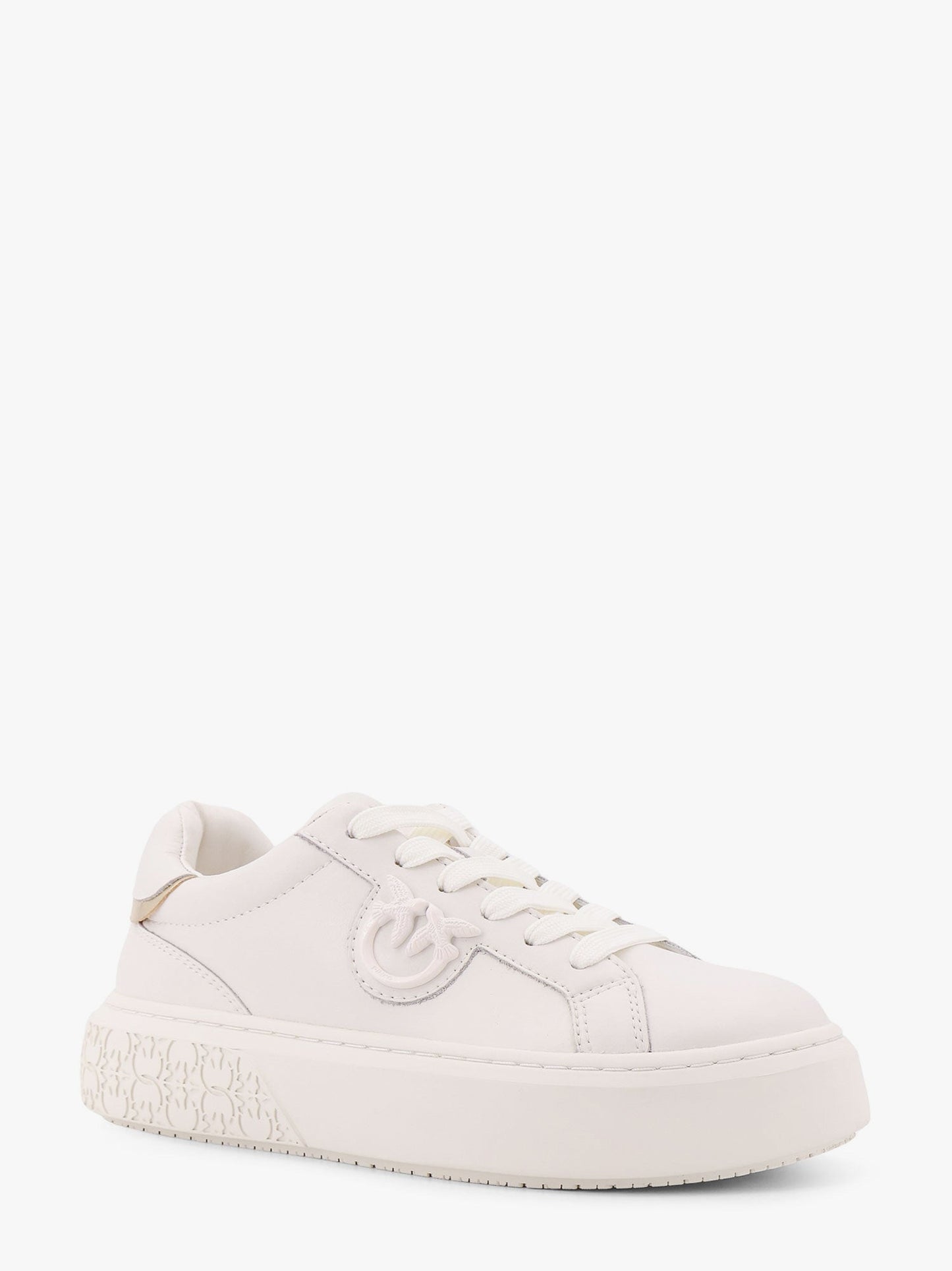 Pinko Yoko 12 Leather Sneakers With Lateral Love Birds Detail