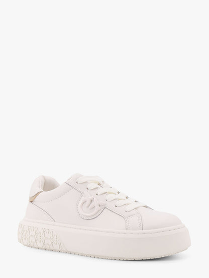 Pinko Yoko 12 Leather Sneakers With Lateral Love Birds Detail