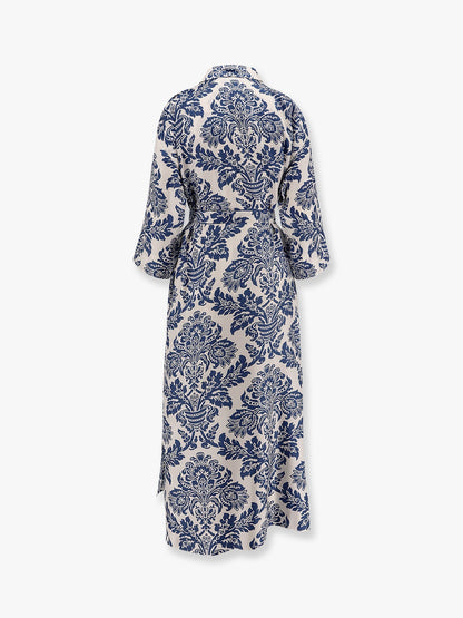 'S Max Mara Camelia Printed Silk Long Chemisier Dress