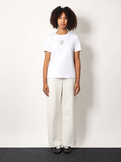 'S Max Mara Quieto Cotton T Shirt With Print On The Front