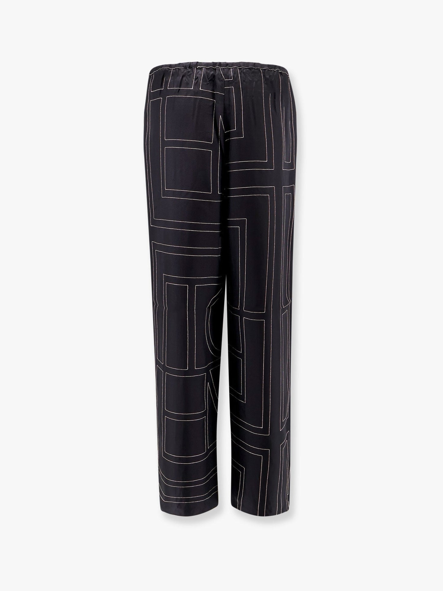 Toteme Silk Pajamas Trouser With Monogram Embroidery