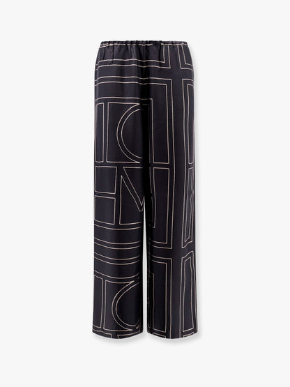 Toteme Silk Pajamas Trouser With Monogram Embroidery