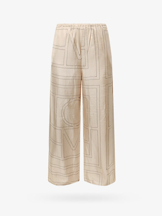 Toteme Silk Pajamas Trouser With Monogram Embroidery