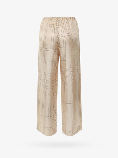 Toteme Silk Pajamas Trouser With Monogram Embroidery