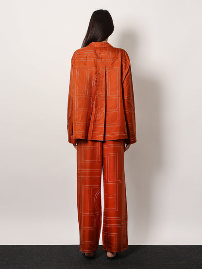 Toteme Silk Trousers With Monogram Logo Embroidery