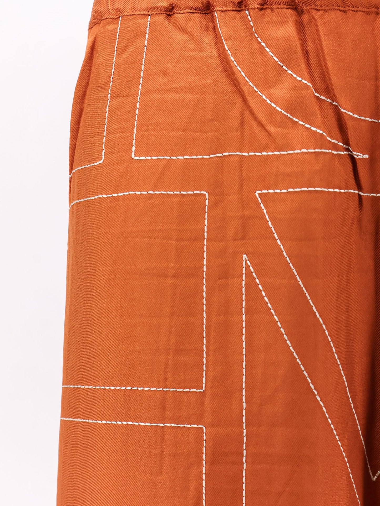 Toteme Silk Trousers With Monogram Logo Embroidery