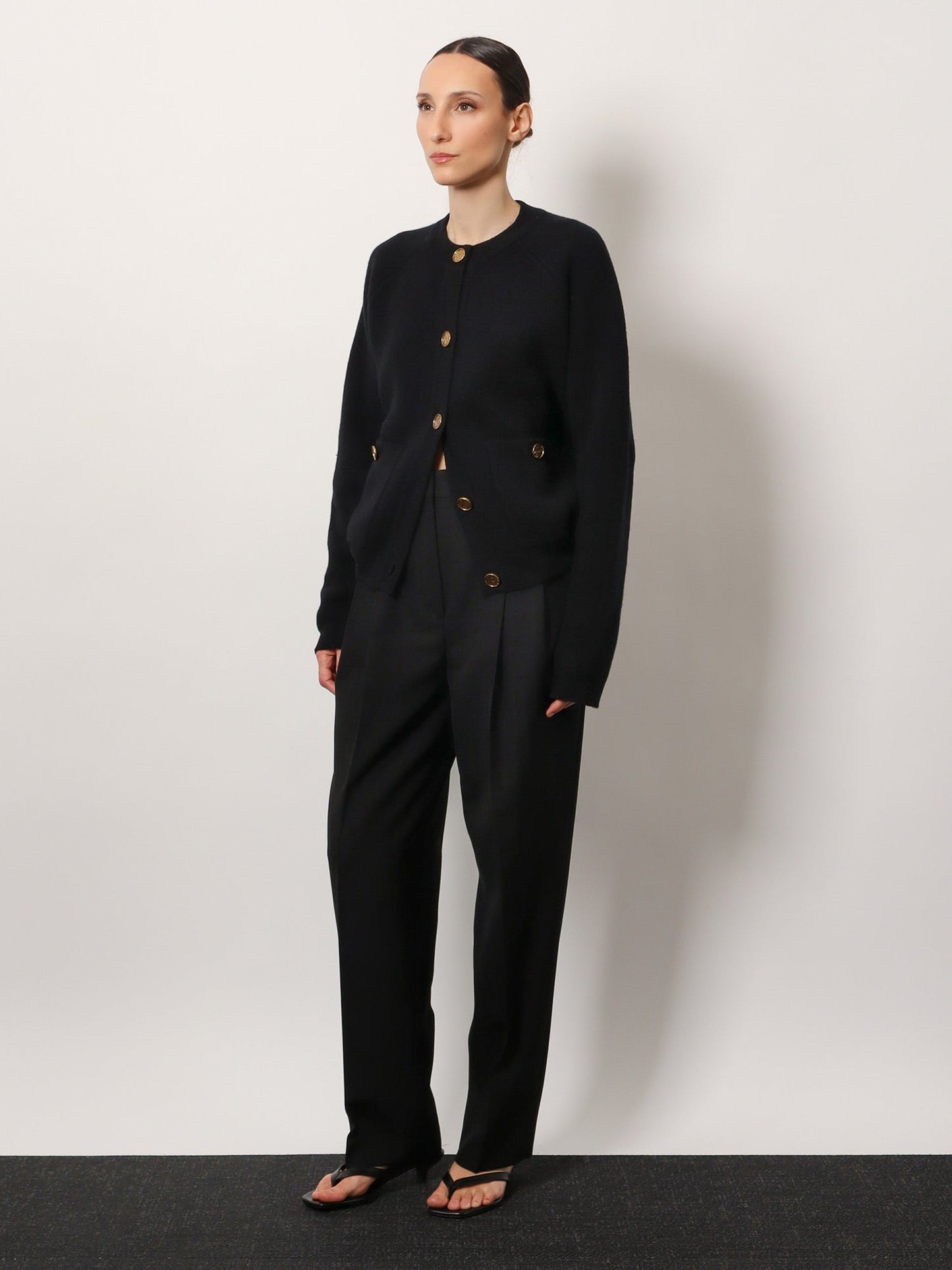 Toteme Wool And Cashmere Cardigan With Hammered Metal Buttons