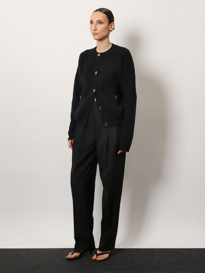Toteme Wool And Cashmere Cardigan With Hammered Metal Buttons