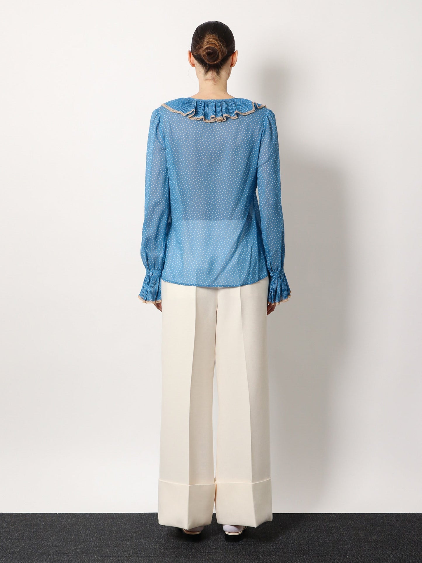 Valentino Polka Dots Silk Shirt With Lace Profile