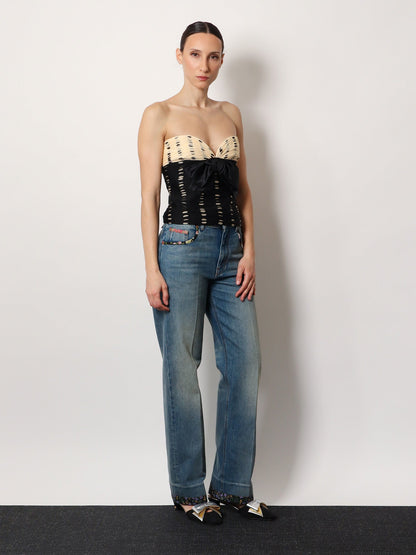 Valentino Plusdepois Print Chiffon Top With Handmade Draping And Bow Detail